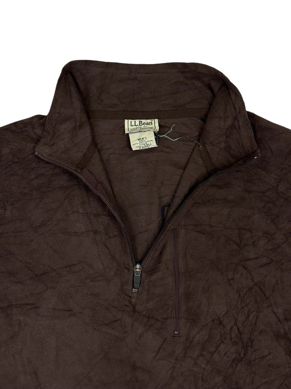 LL Bean Brown 1/4 Zip Fleece Jumper 2XL Tall