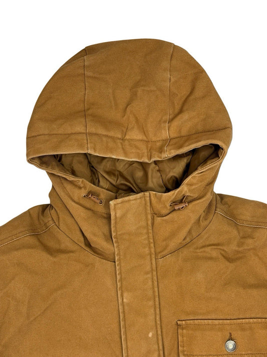 DC Brown Heavyweight Zip Hooded Insulated Denim Long Jacket Medium