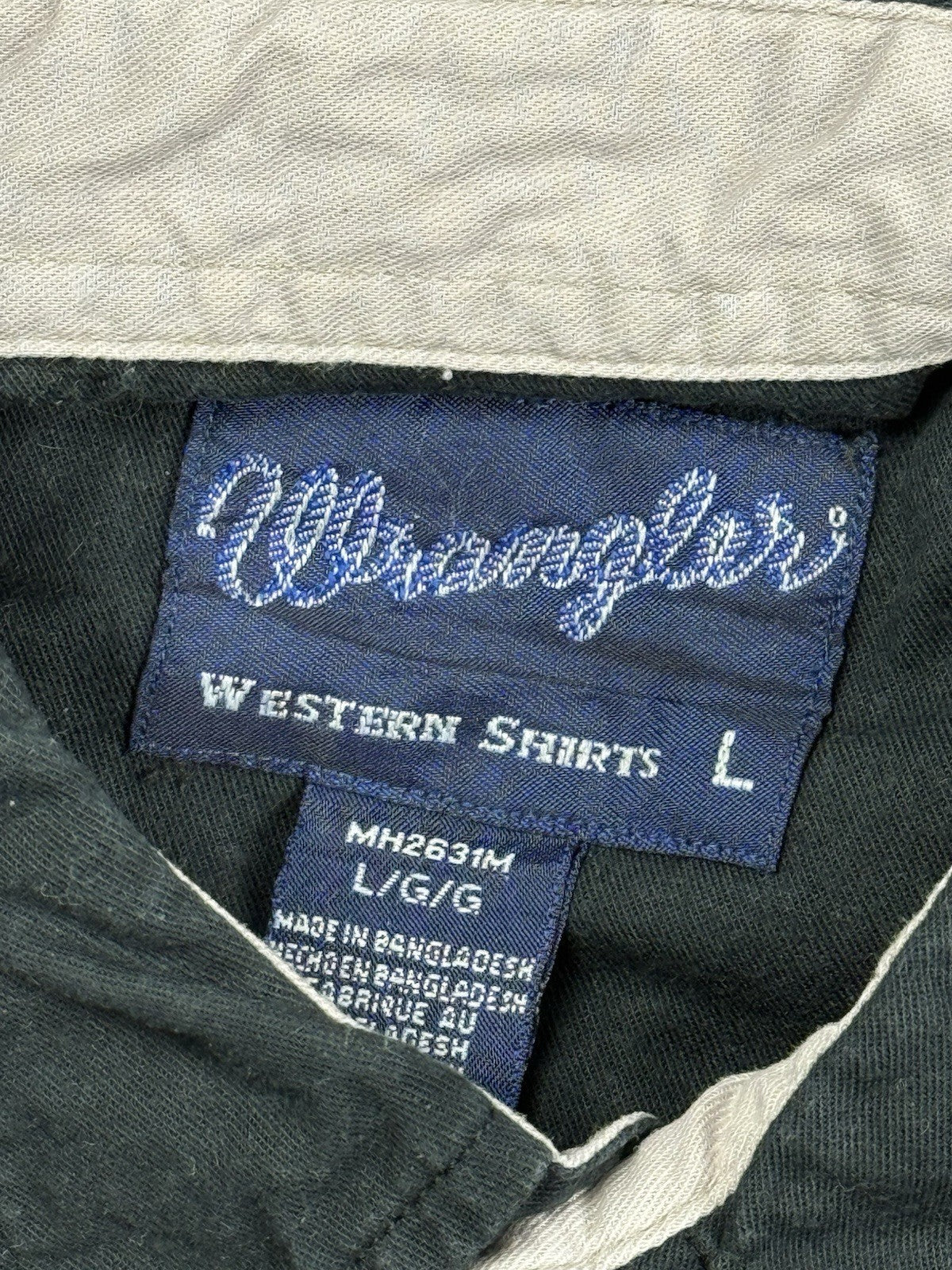 Wrangler Vintage Grey Pearl Snap Western Cowboy Shirt Large