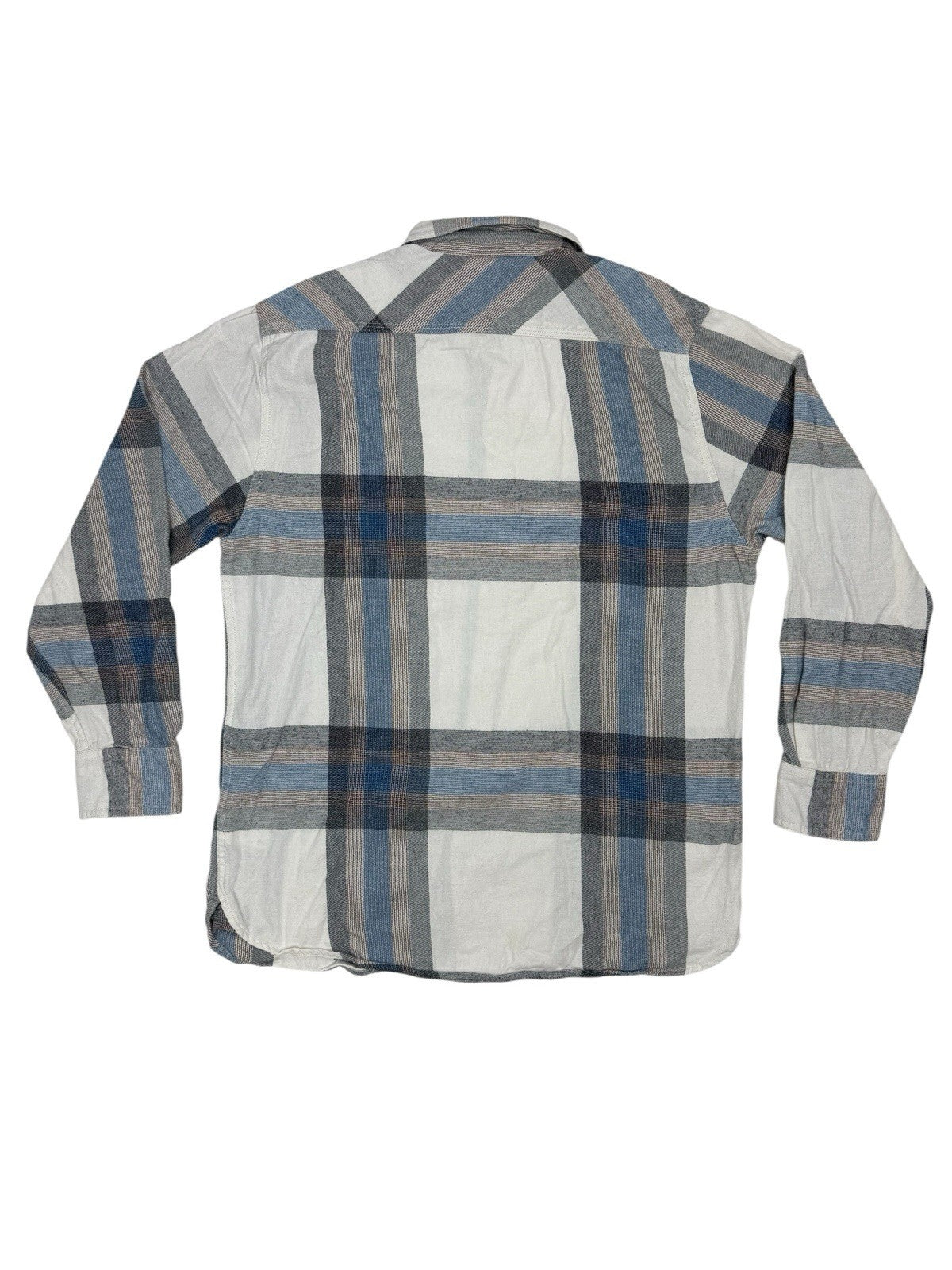 Levi's White Plaid Cotton Collared Shirt Medium