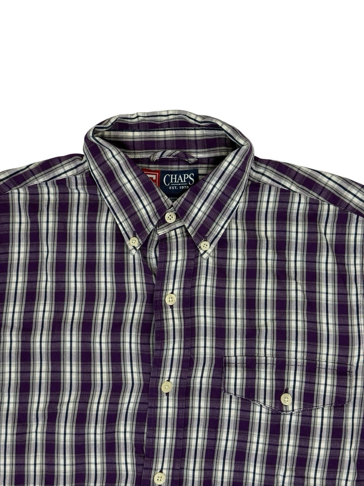 Chaps Purple Plaid Cotton Shirt Small