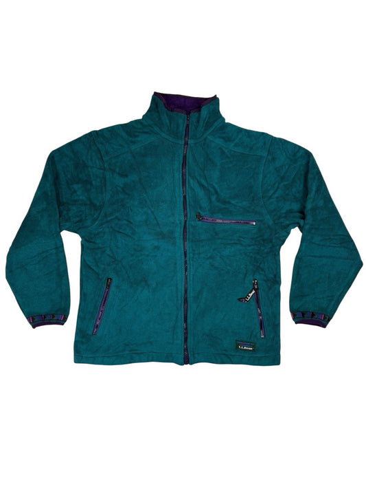 LL Bean Vintage Green Polartec Fleece Zip Jacket Medium