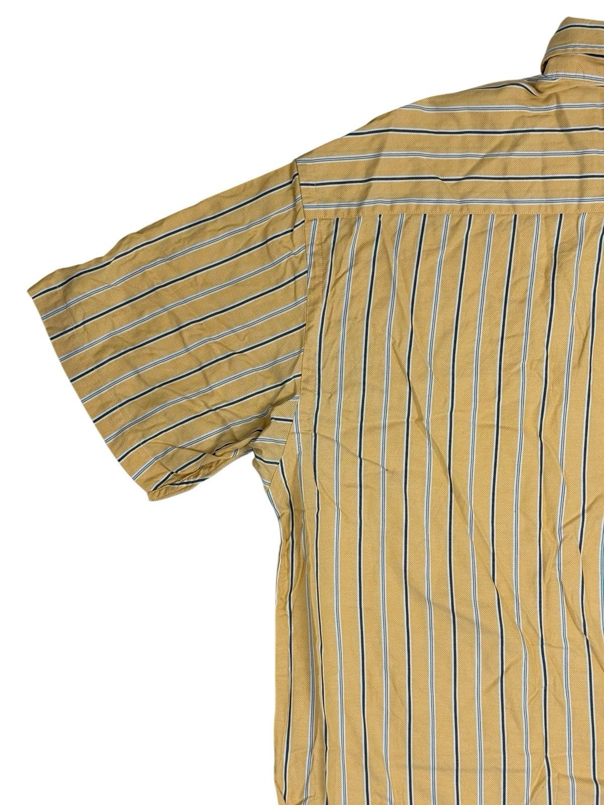 Nautica Retro Yellow Striped Cotton Collared Shirt 2XL