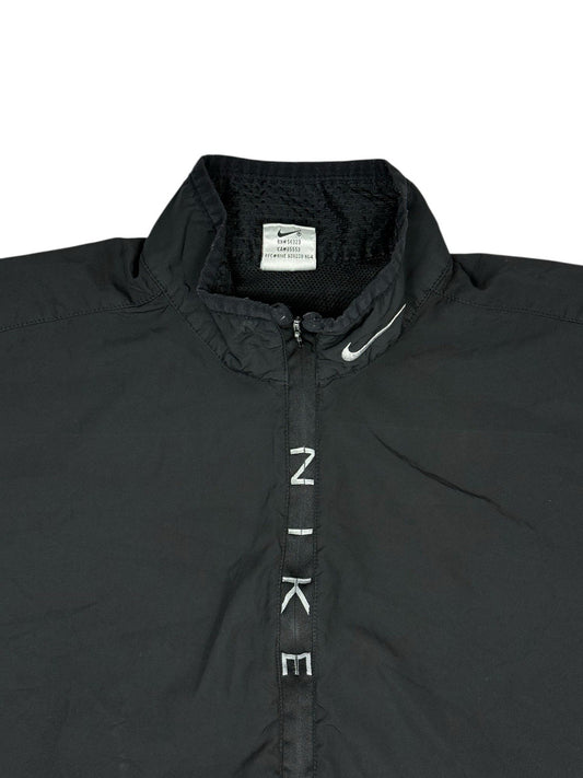 Nike Vintage Black 1/4 Zip Pullover Windbreaker Track Jacket Medium