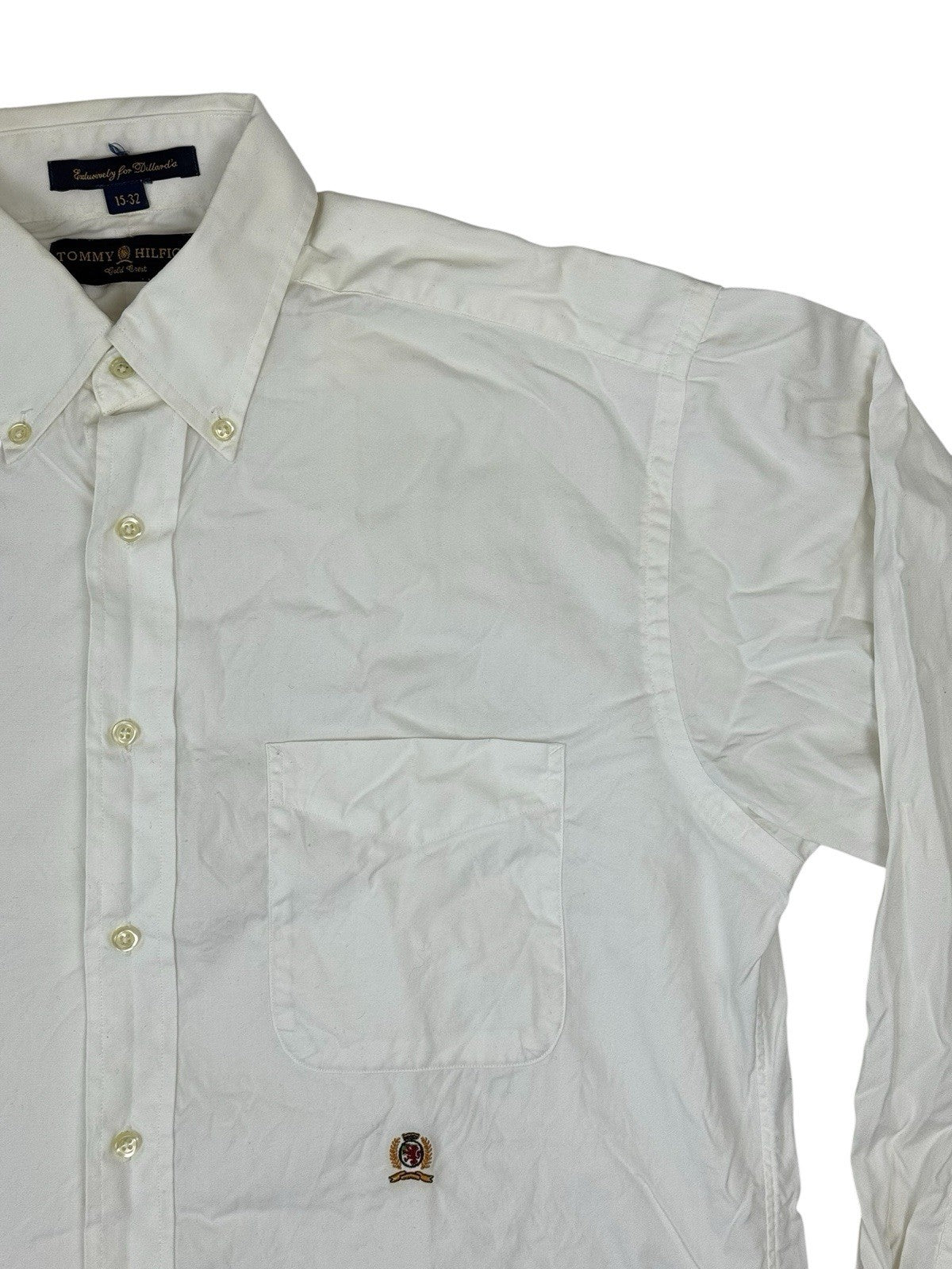 Tommy Hilfiger Vintage White Gold Crest Shirt Medium (15" Collar)