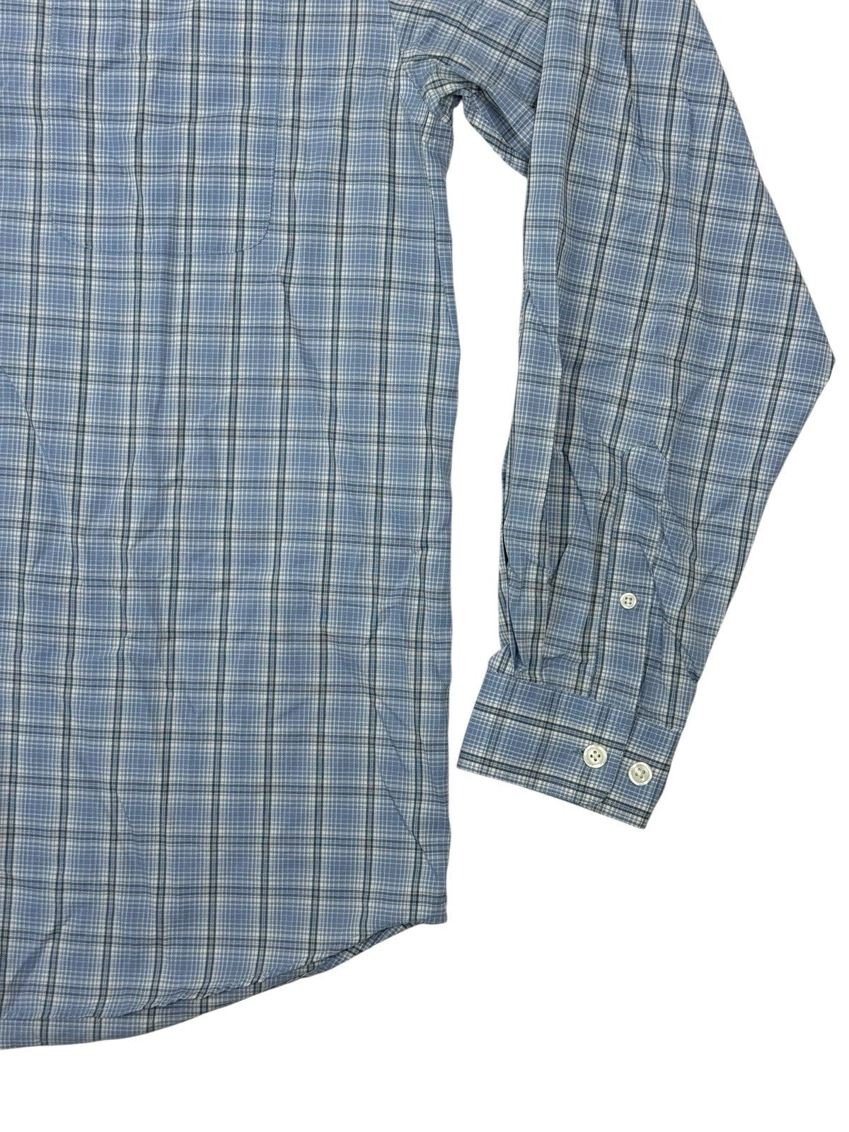 Eddie Bauer Retro Blue Plaid Cotton Collared Shirt Large Tall Fit