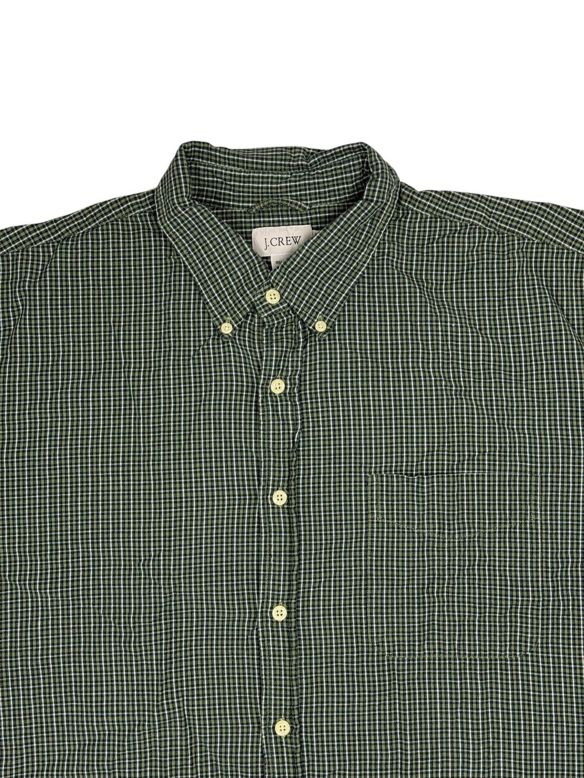 J Crew Green Check Cotton Collared Shirt XL