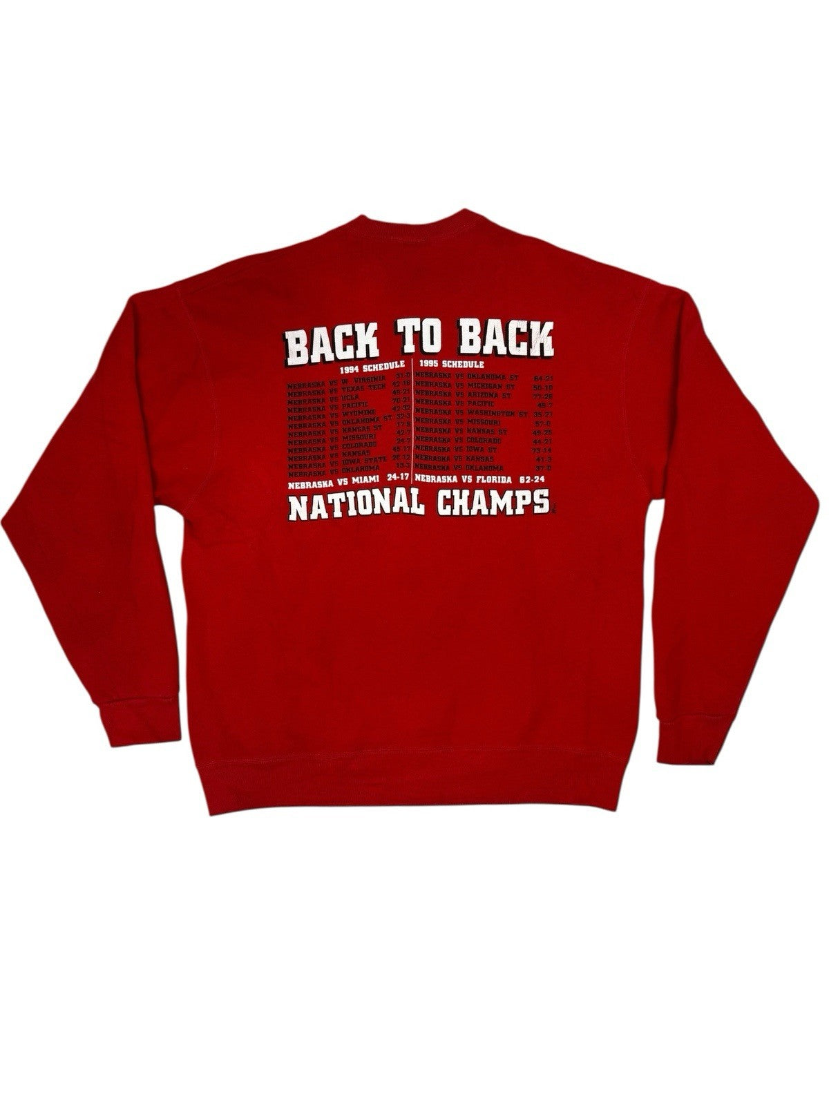 Nebraska Huskers Red Fruit of the Loom Retro Jumper XL