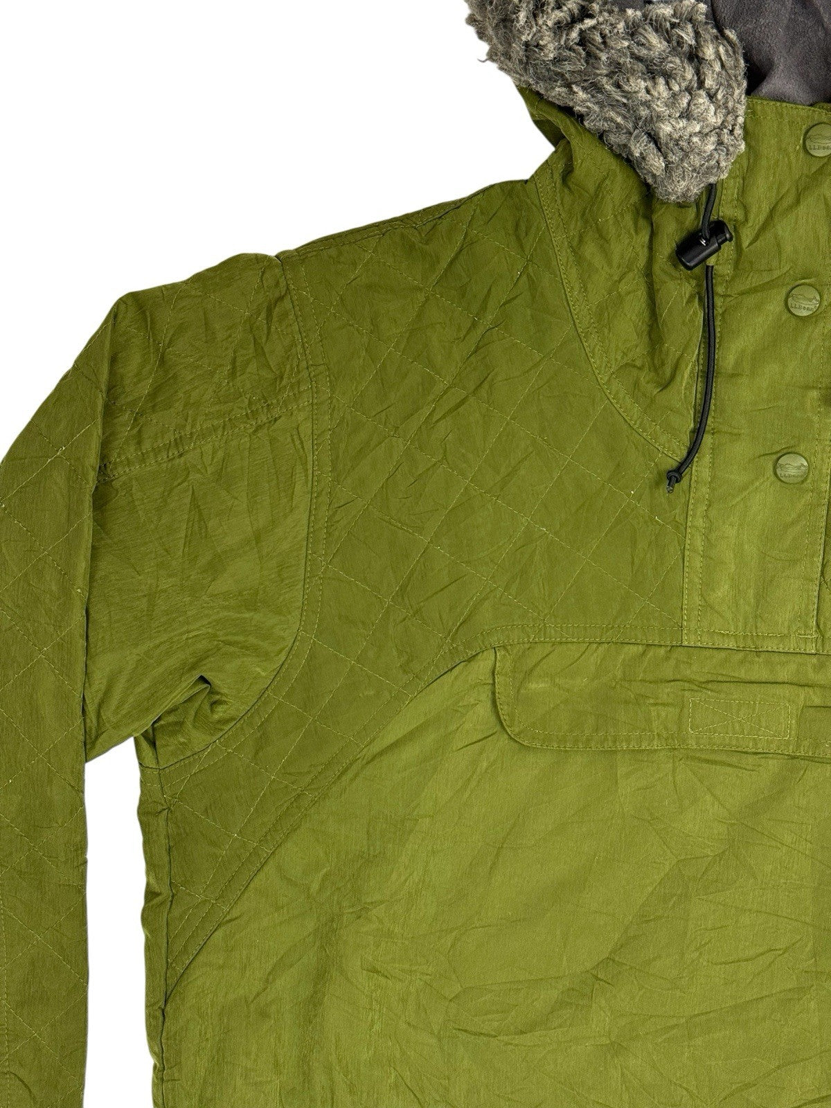 LL Bean Green Vintage Hooded Pullover Jacket Small