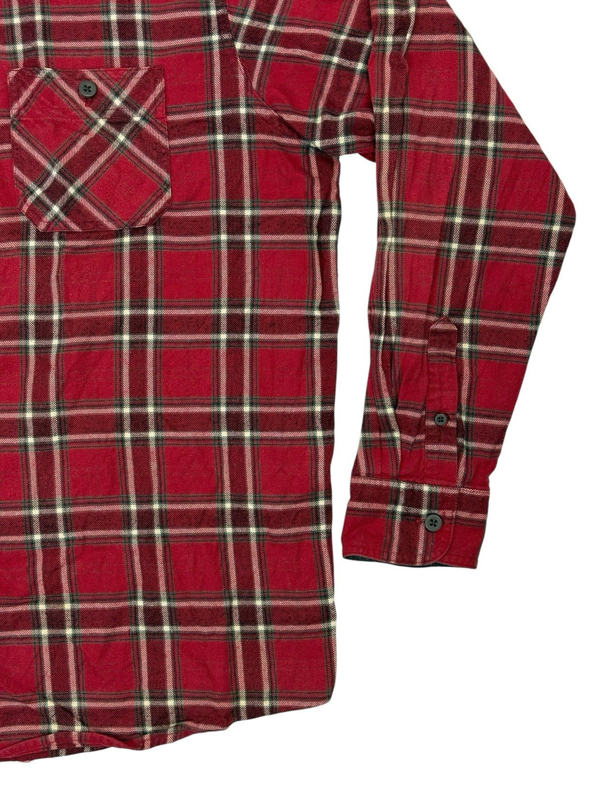 Wrangler Red Plaid Cotton Collared Shirt Large