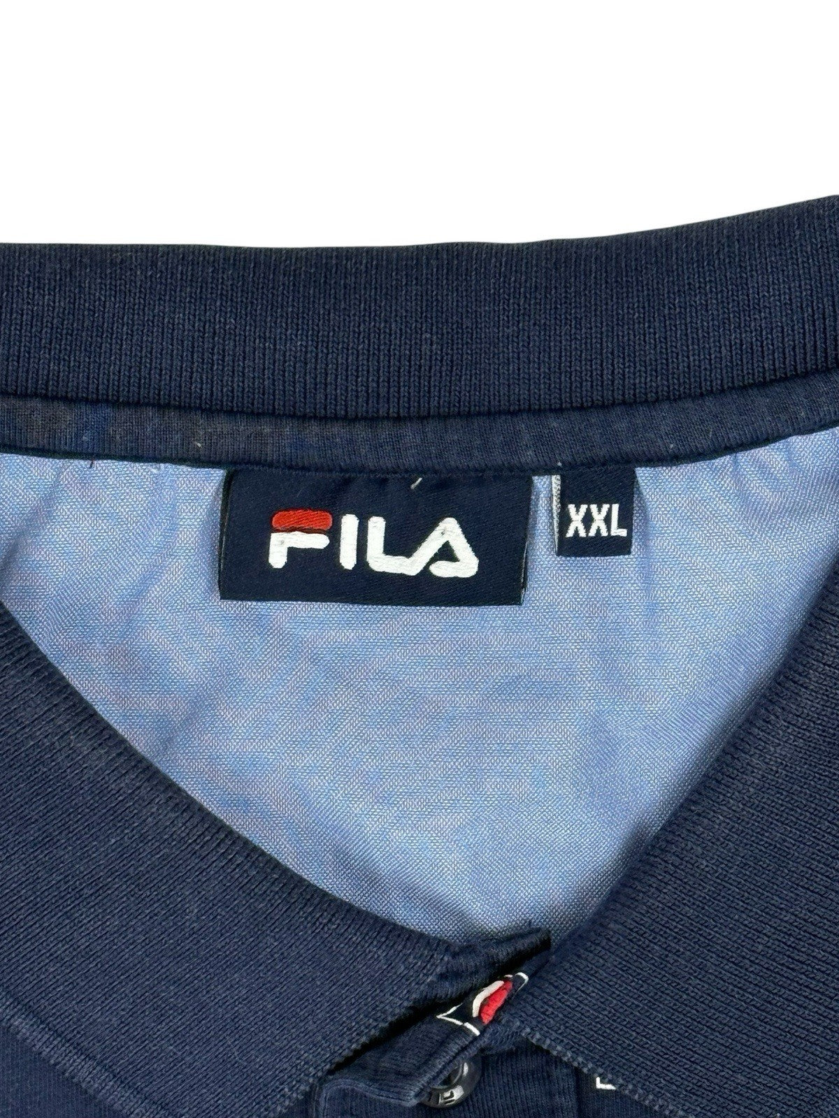 Fila Blue Cotton All Over Logo Polo Top 2XL