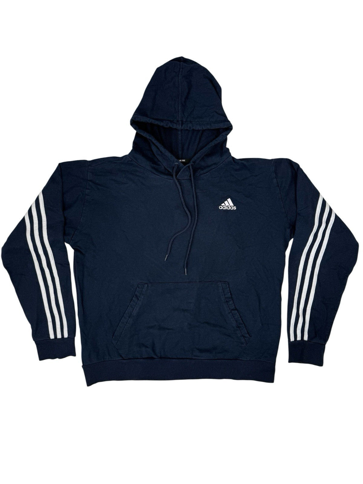 Adidas Blue 3 Stripe Hoodie Medium