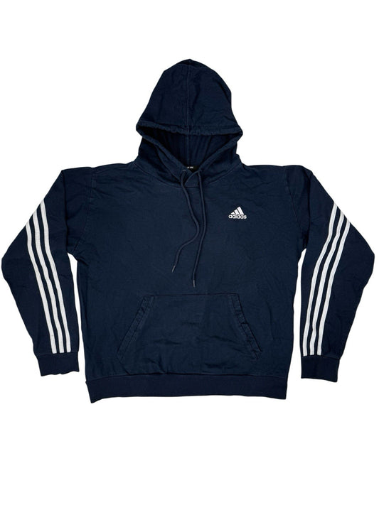Adidas Blue 3 Stripe Hoodie Medium