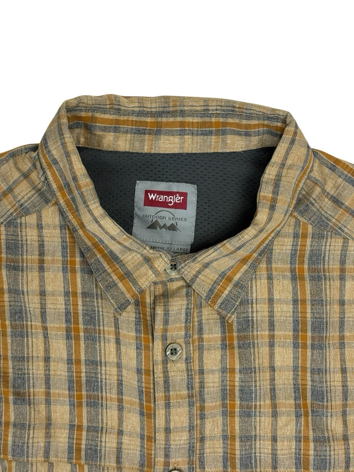 Wrangler Outdoor Series Beige Plaid Collared Shirt 2XL