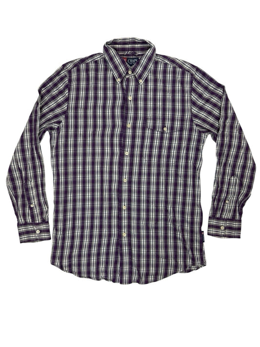 Chaps Purple Plaid Cotton Shirt Small
