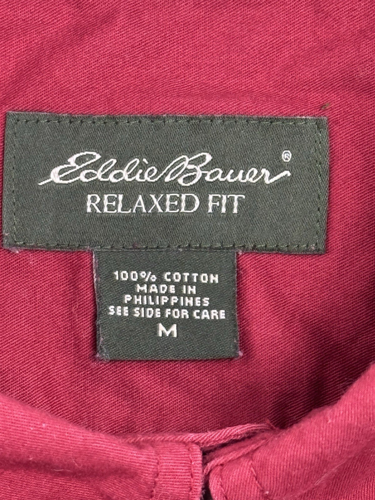 Eddie Bauer Red Cotton Relaxed Fit Collared Shirt Medium