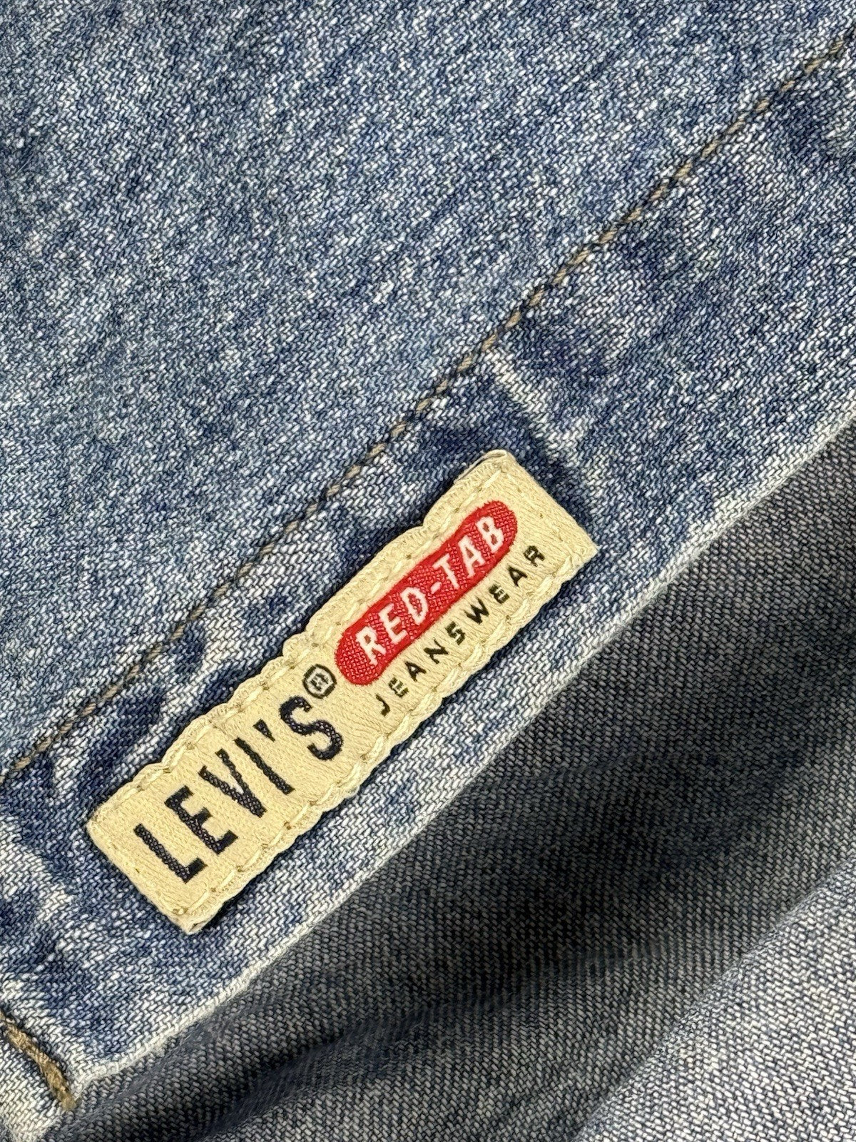 Levi's Vintage Red Tab Blue Chambray Denim Western Shirt Large