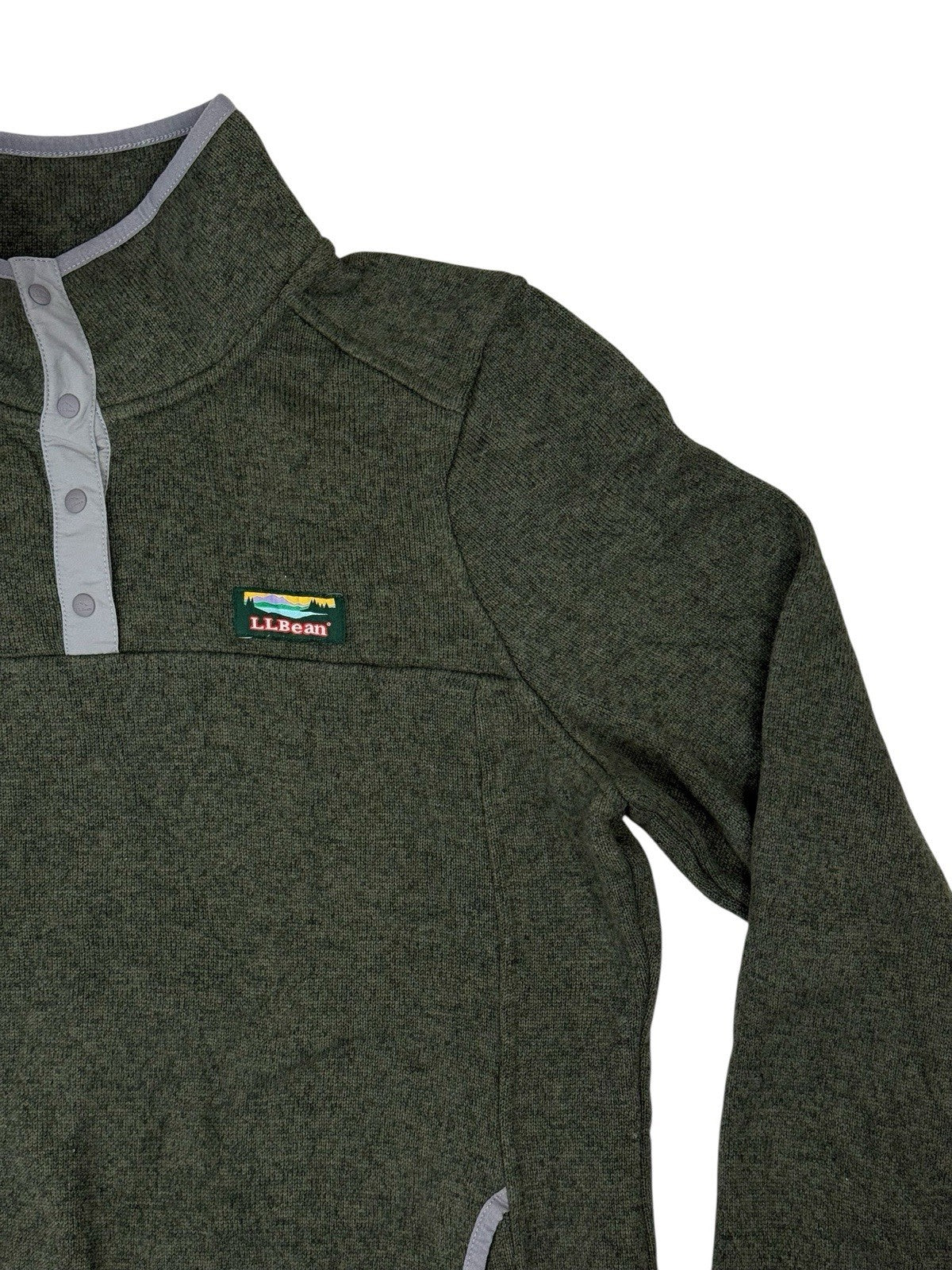 LL Bean Green Fleece Snap Jumper Medium