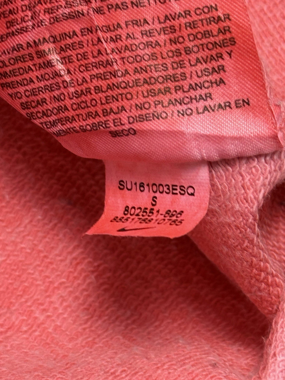 Nike Pink Faded Zip Hoodie Small