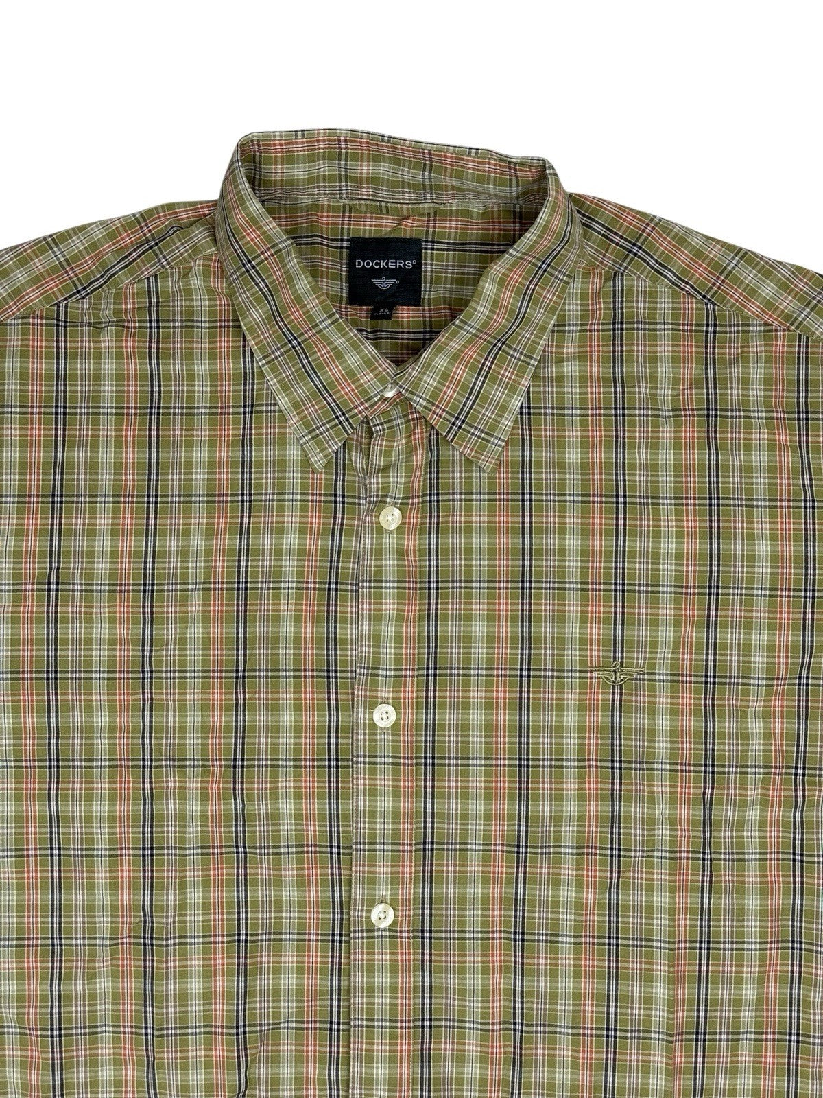Dockers Green Plaid Collared Shirt XL