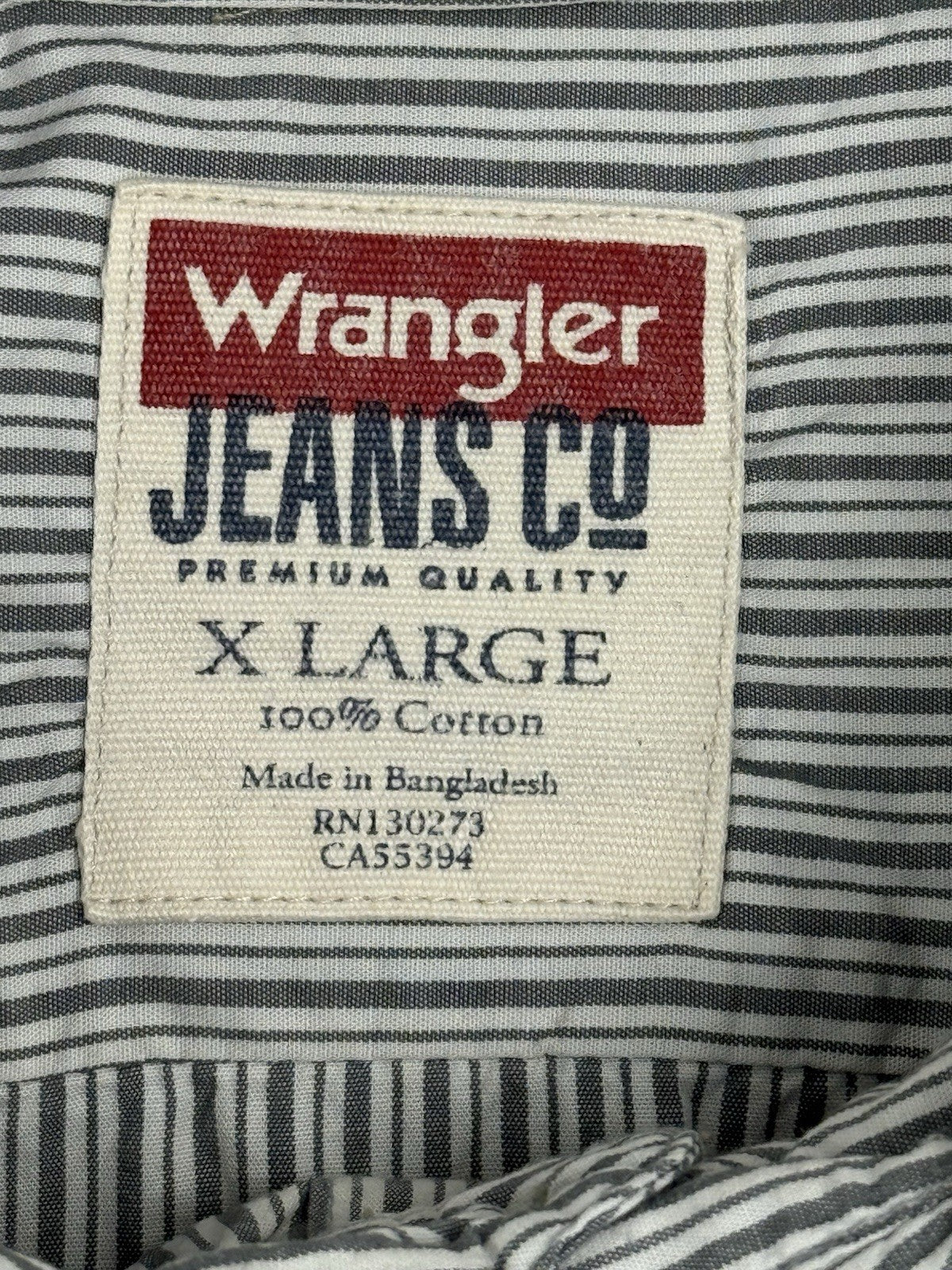 Wrangler Grey Striped Collared Cotton Shirt XL