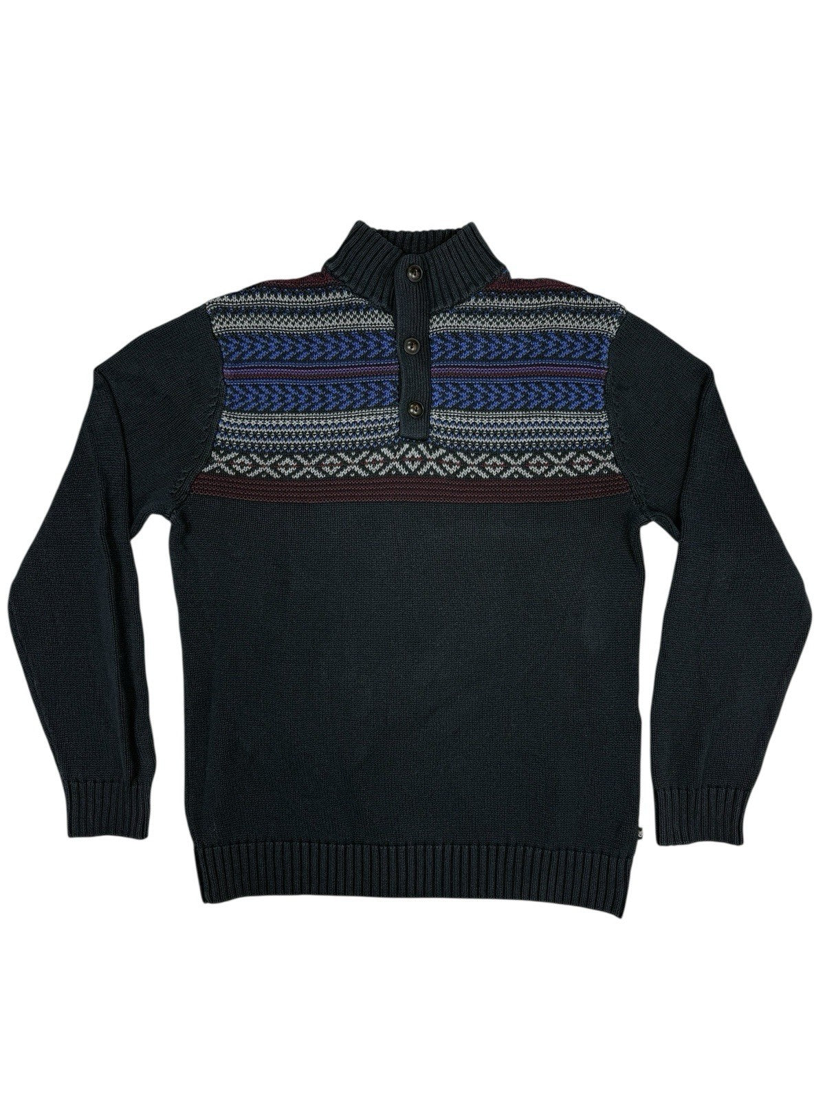 Chaps Blue Cotton Retro Knit Jumper Small