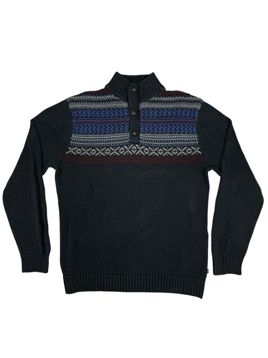 Chaps Blue Cotton Retro Knit Jumper Small