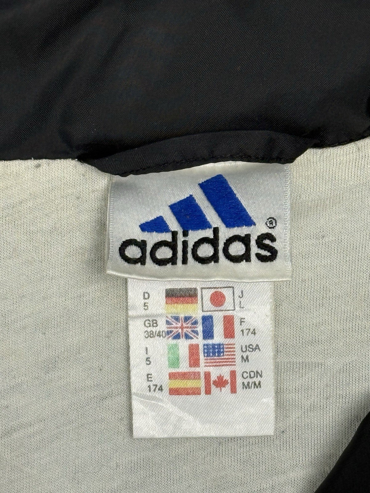 Adidas Vintage Black Nylon Zip Track Jacket Medium