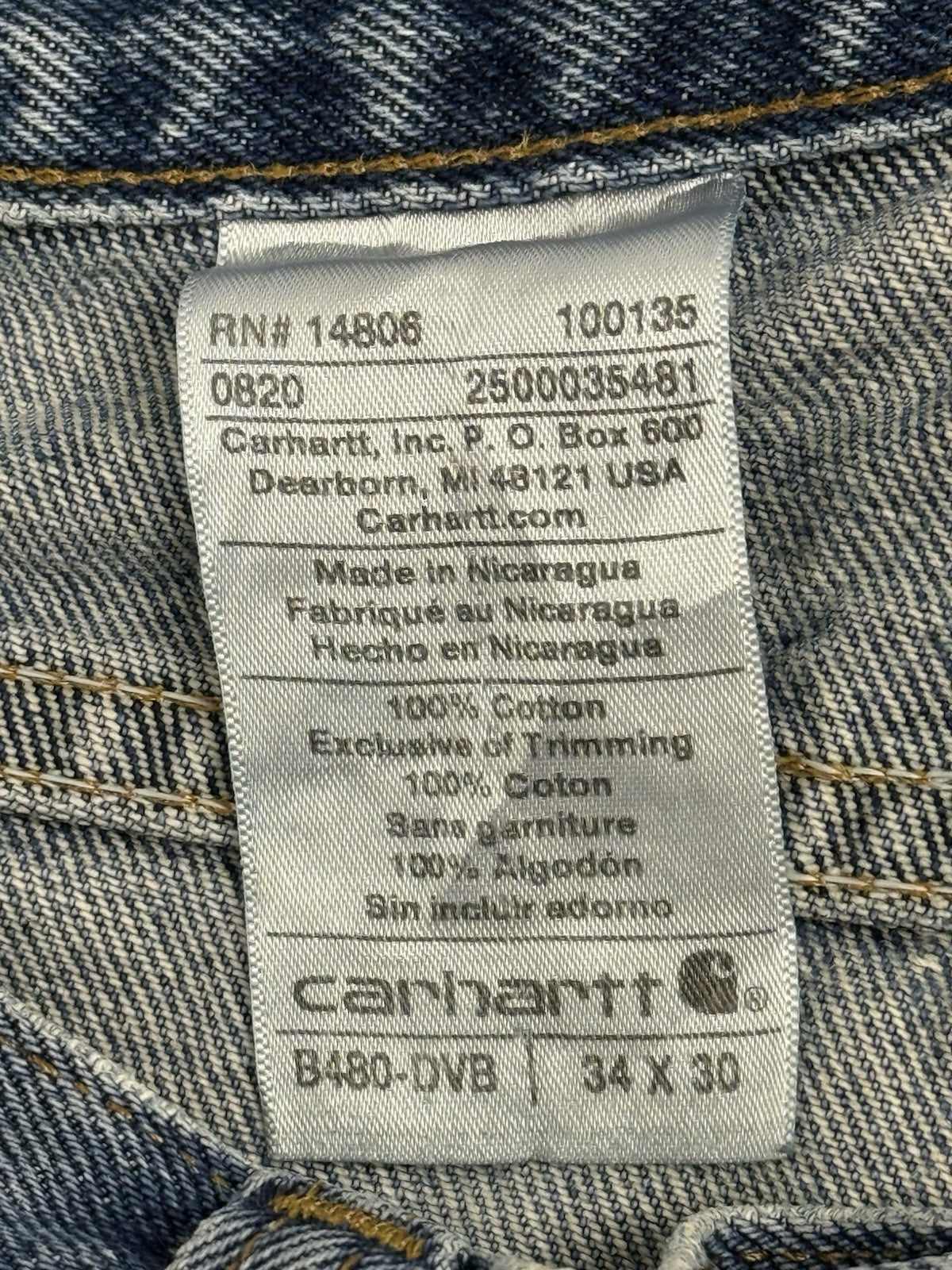 Carhartt Blue Denim Jeans 34W 30L