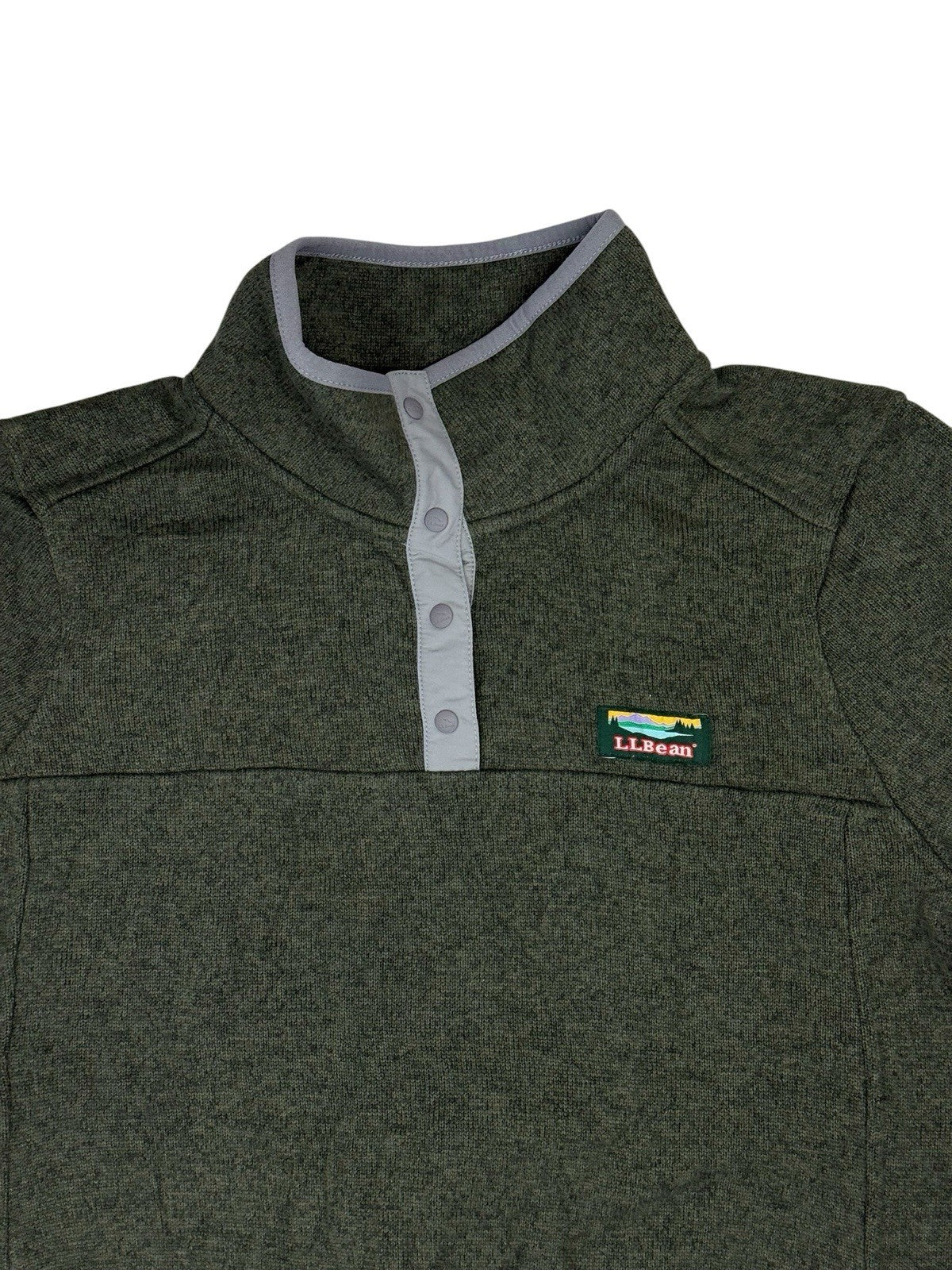 LL Bean Green Fleece Snap Jumper Medium