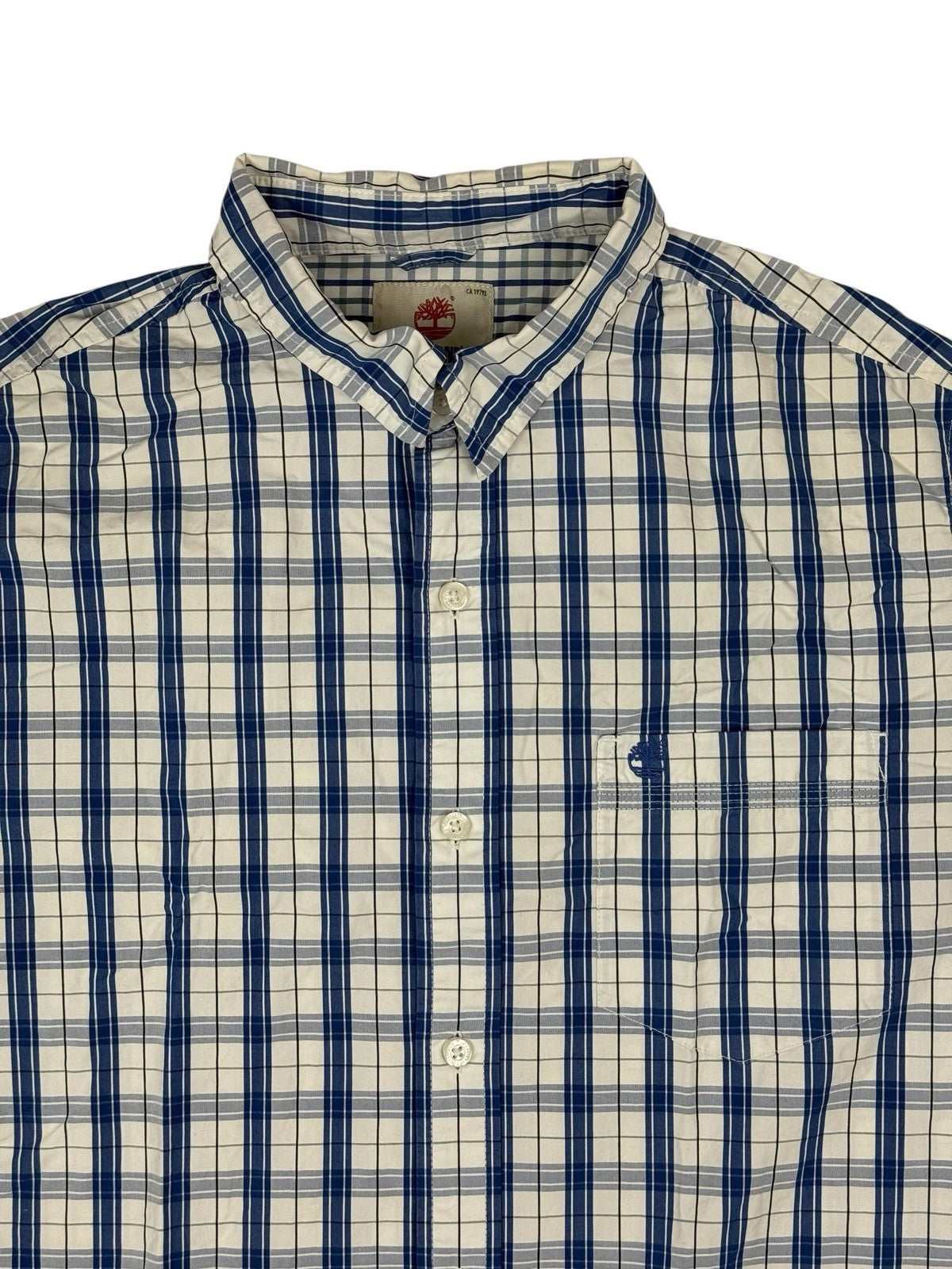 Timberland Blue Plaid Slim Fit Collared Shirt Medium