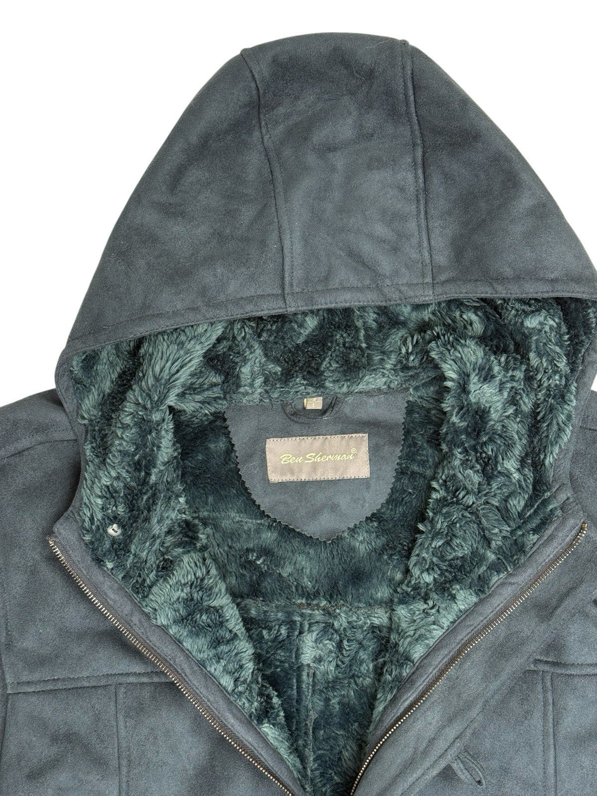 Ben Sherman Blue Lined Suede Coat Large