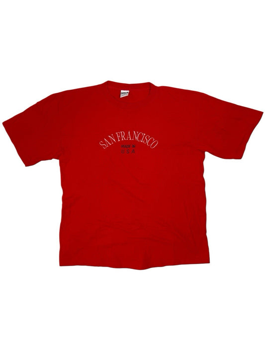 Vintage Red Cotton Embroidered San Francisco Top XL