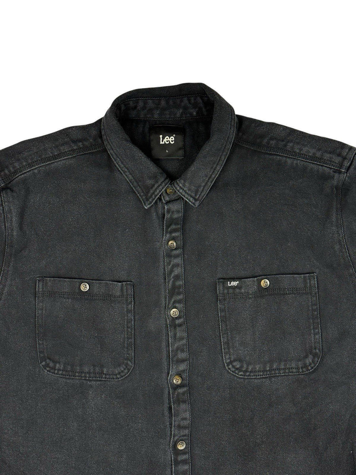 Lee Black Denim Shirt Jacket Large