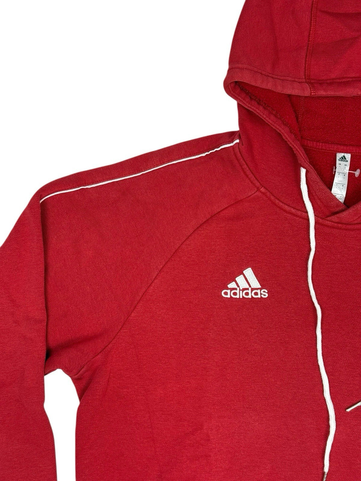 Adidas Red Embroidered Pinstripe Hoodie Large