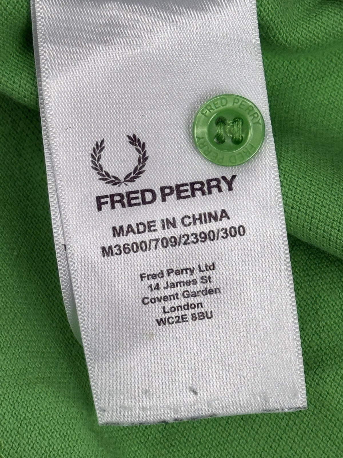 Fred Perry Green Slim Fit Polo Top Small