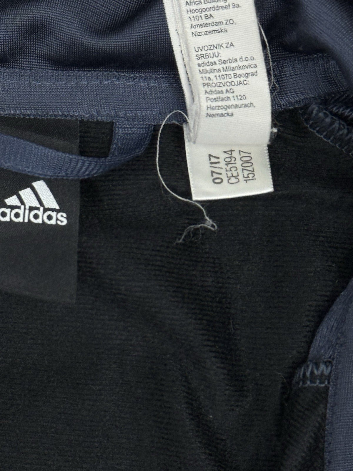Adidas Blue Polyester Zip Track Jacket Large