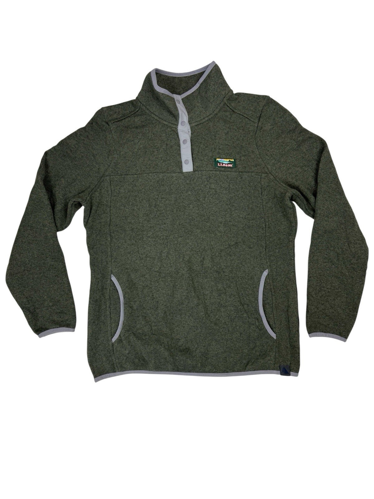 LL Bean Green Fleece Snap Jumper Medium