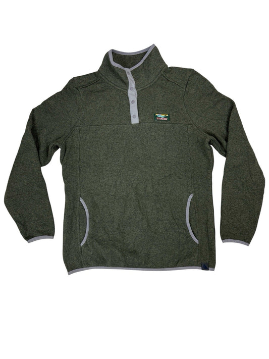 LL Bean Green Fleece Snap Jumper Medium