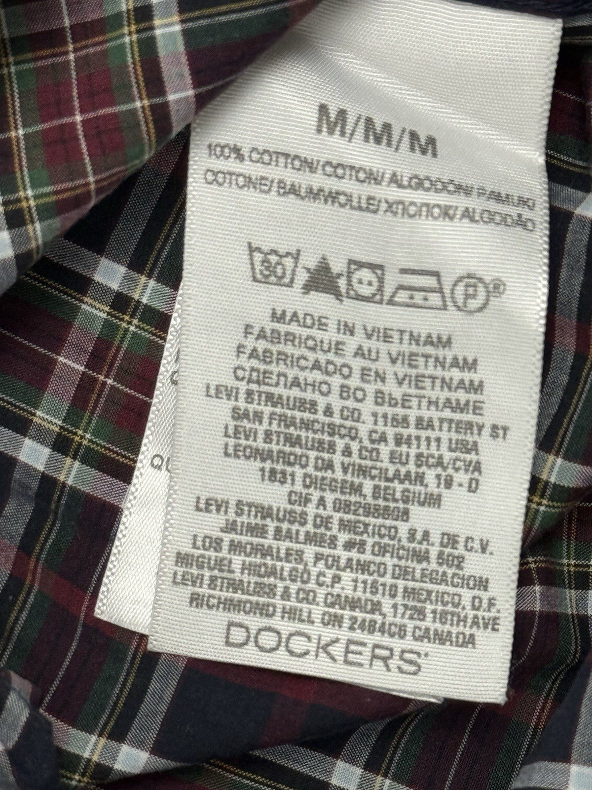 Dockers Multicoloured Plaid Cotton Collared Shirt Medium