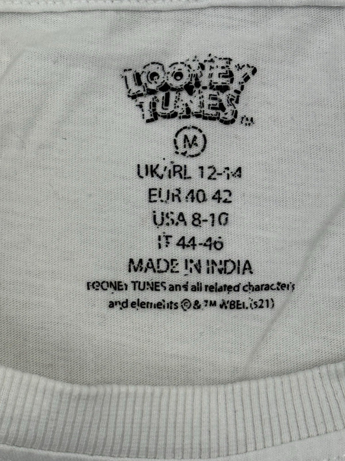 Looney Tunes White Printed That's All Folks Top Size 12-14
