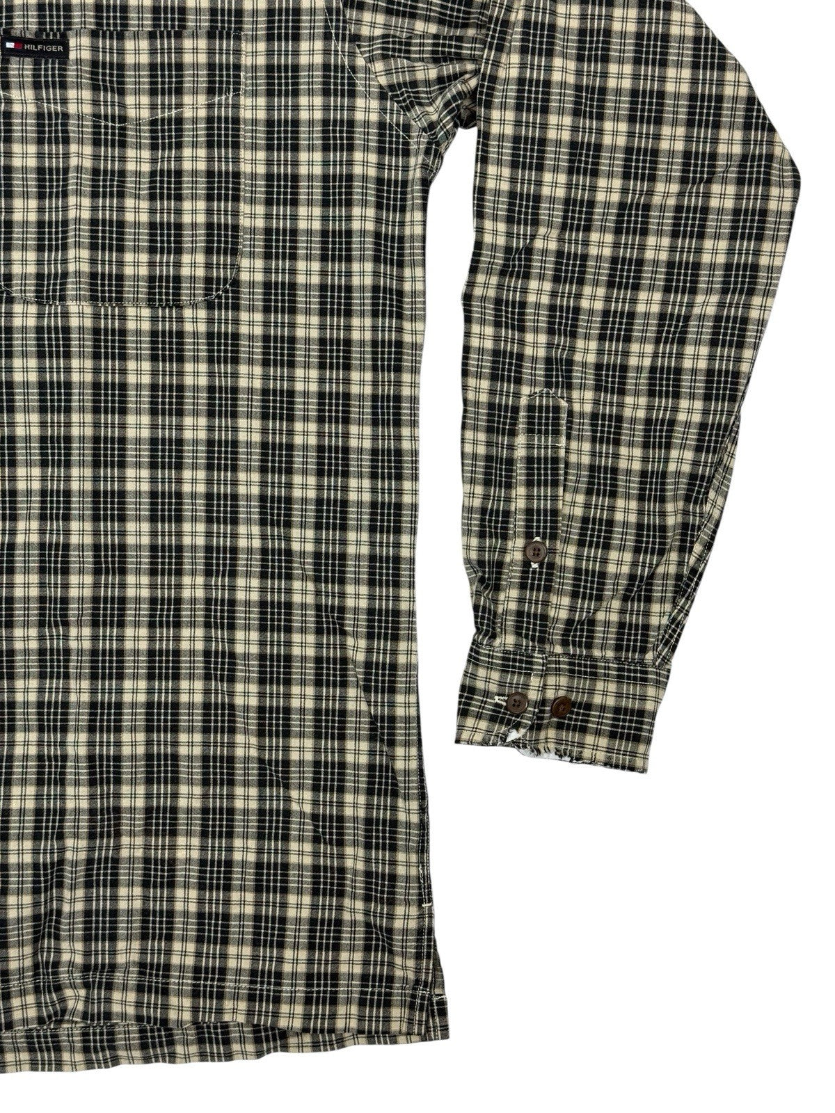 Tommy Hilfiger Retro Beige Plaid Cotton Shirt Medium