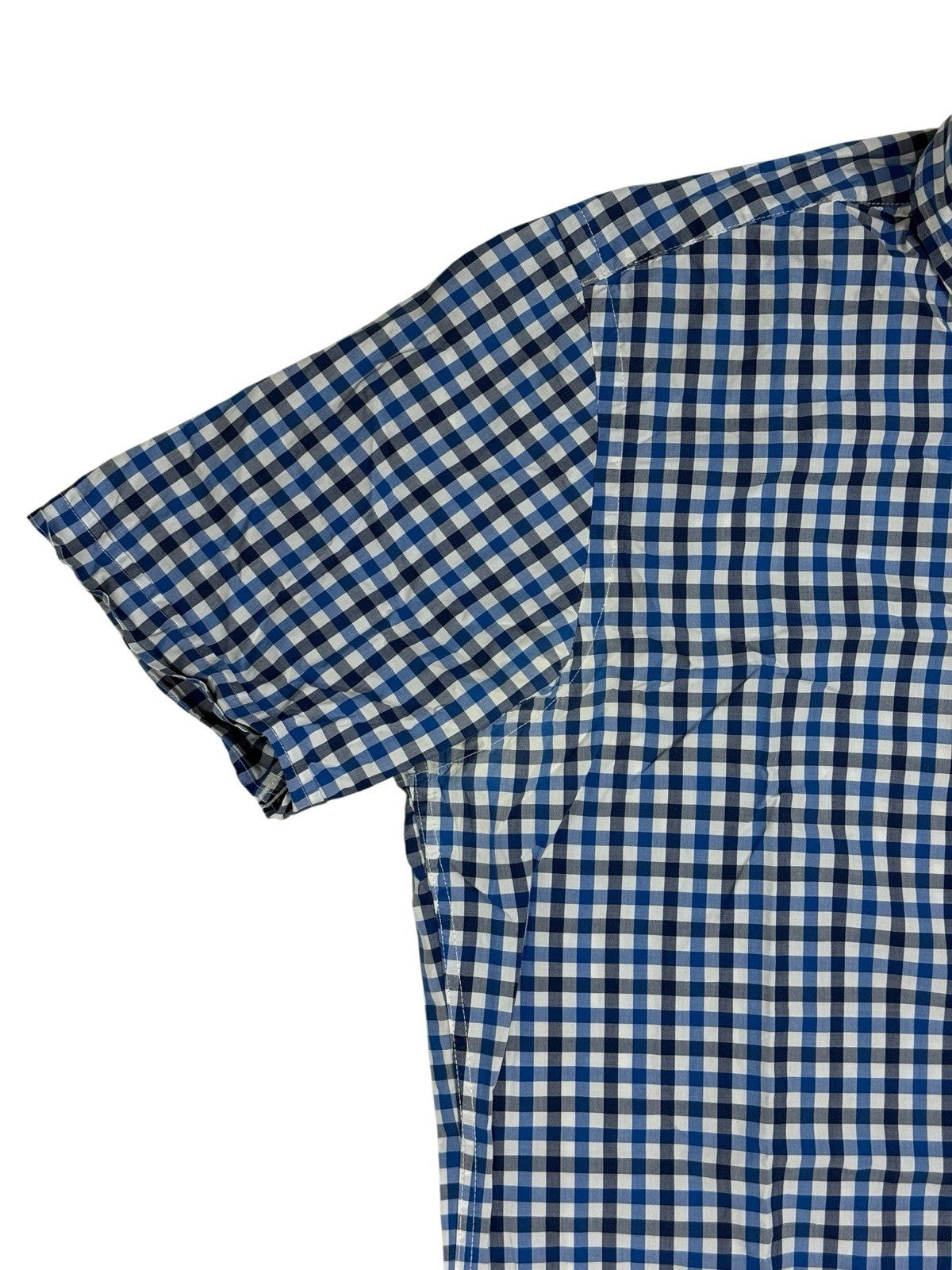 Tommy Hilfiger Blue Check Custom Fit Short Sleeve Shirt Medium