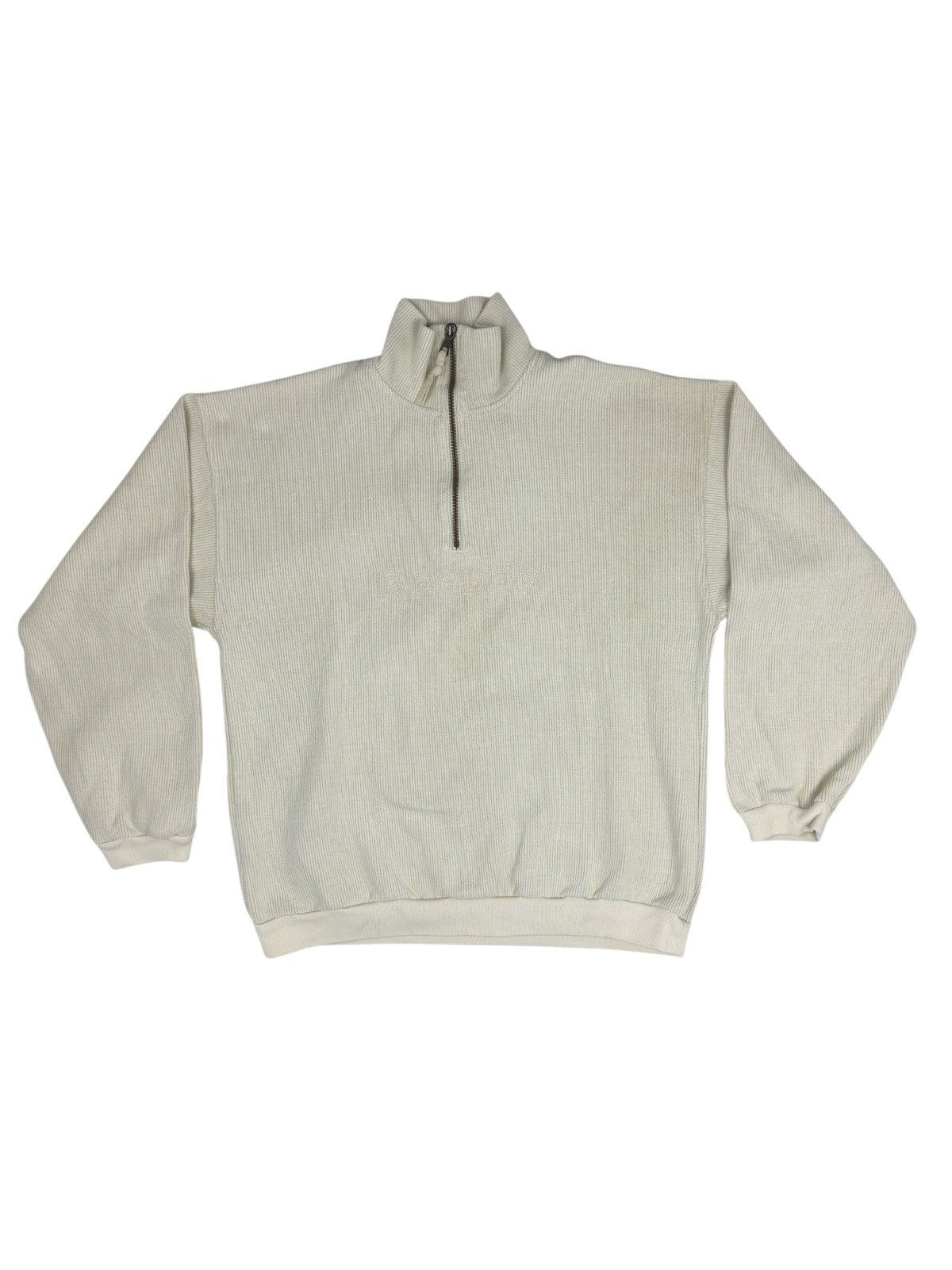 Reebok Retro Cream 1/4 Zip Knit Jumper Medium