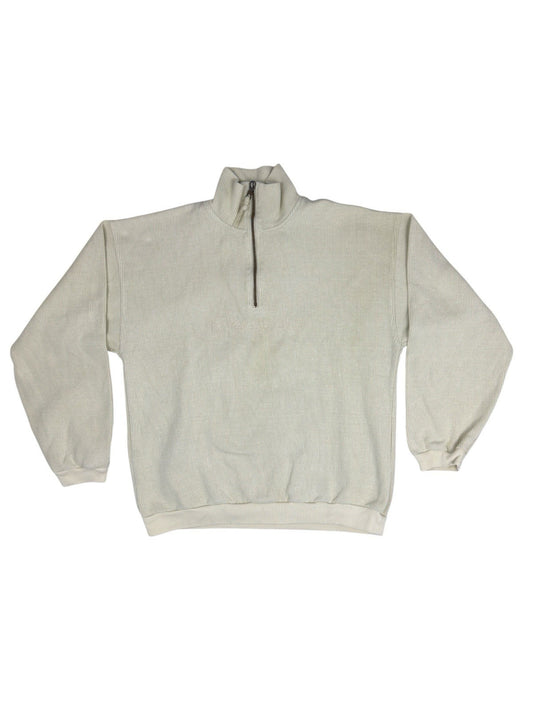 Reebok Retro Cream 1/4 Zip Knit Jumper Medium