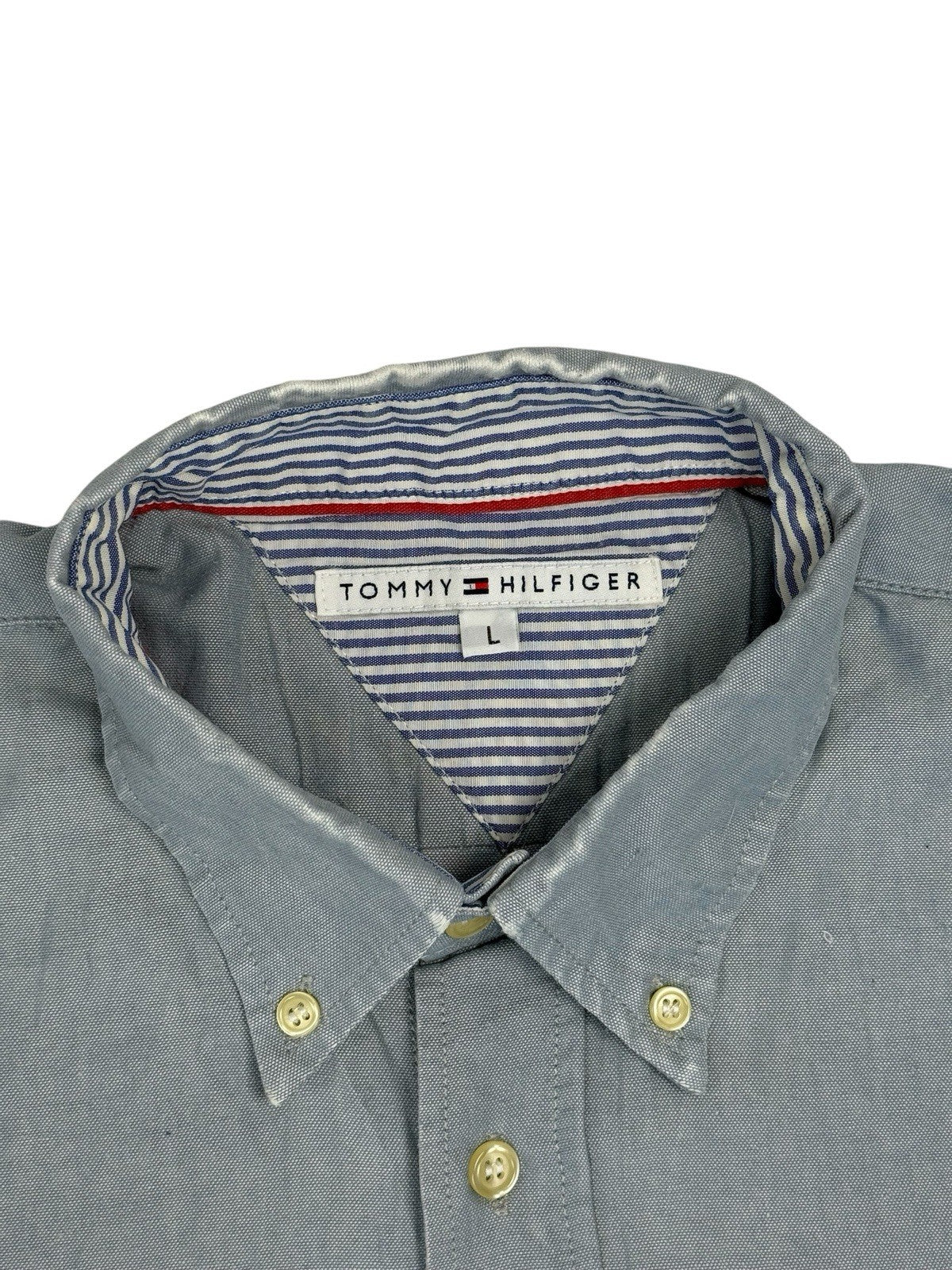 Tommy Hilfiger Retro Blue Collared Shirt Large
