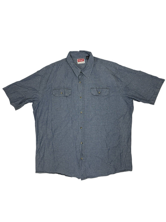 Wrangler Blue Cotton Collared Short Sleeve Shirt 2XL