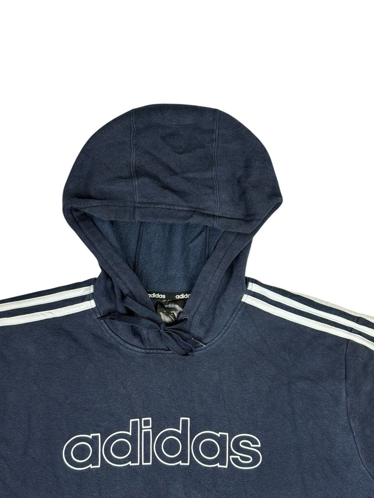 Adidas Blue Spell Out Print Logo Hoodie Medium