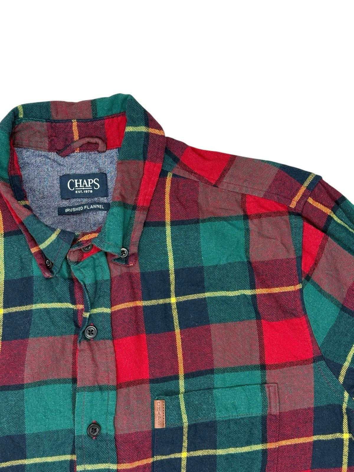 Chaps Multi Brushed Flannel Plaid Shirt Medium
