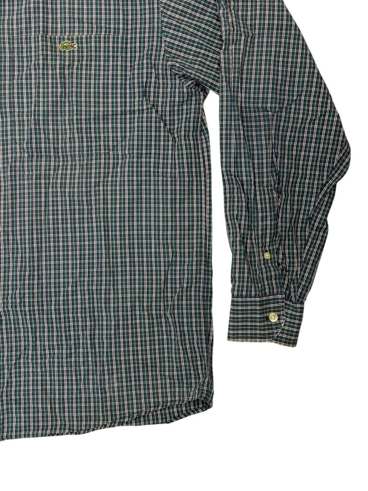 Lacoste Chemise Green Plaid Collared Shirt Large